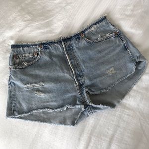 RE/DONE distressed cut-off denim shorts - 26/27